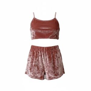SHEIN Kids Velvet Summer lounge Set in Soft Pink